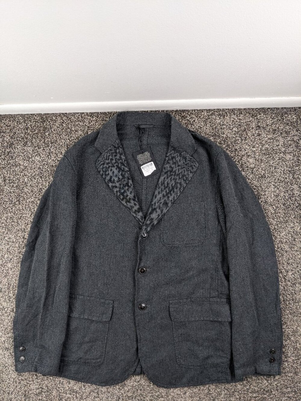 NWT Buck Mason Sport Coat Linen Blend Unstructured Herringbone Gray Mens Medium